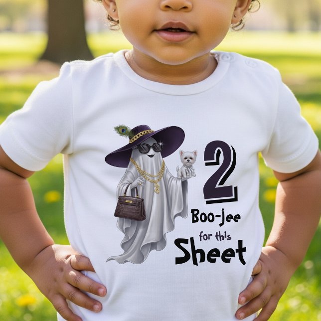 Camiseta Aniversário de 2 anos do Halloween Fantasma Engraç (Halloween 2nd Birthday Funny Ghost Two Boujee Toddler T-shirt
)