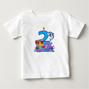 Camiseta Aniversário de 2 anos Tema Oceano Tubarão e Cofre