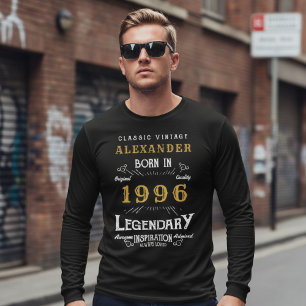 Camiseta Aniversário de 30 anos 1996 Adicionar Nome Preto D