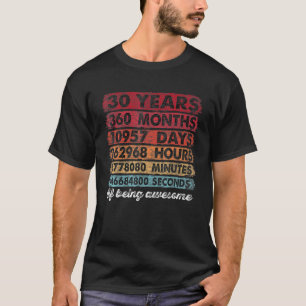 Camiseta aniversário de 30 anos 30 Anos Vintage 360 Meses N