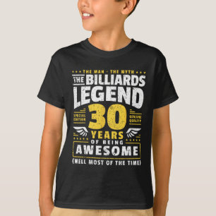 Camiseta aniversário de 30 anos Billiards Player 30 Anos Bi