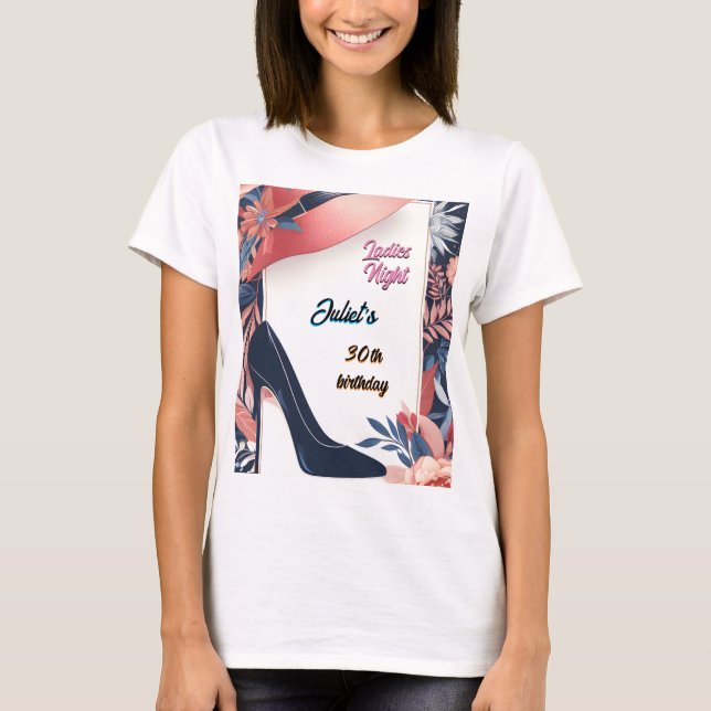 Camiseta Aniversário de 30 anos Calçado-Na moda-Chic Damas  (Frente)
