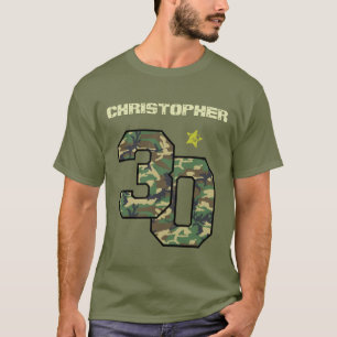 Camiseta aniversário de 30 anos Camo Nome Personalizado de 