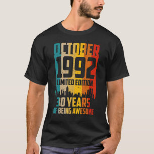 Camiseta aniversário de 30 anos de 30 anos de idade, outubr