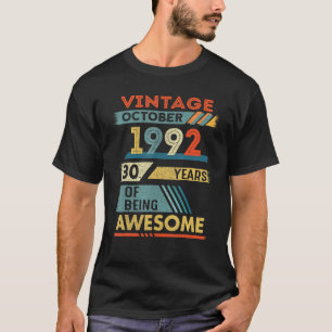 Camiseta aniversário de 30 anos de 30 anos, outubro de 1992