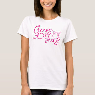 Camiseta Aniversário de 30 anos de Mão Branca Trendy Rosa