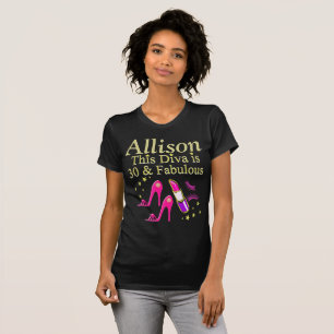 CAMISETA ANIVERSÁRIO DE 30 ANOS DIVA INCRÍVEL PERSONALIZADA