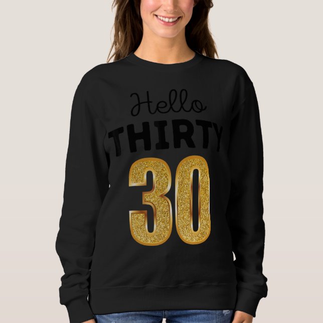 Camiseta aniversário de 30 anos Hello, Trinta Quadrados (Frente)