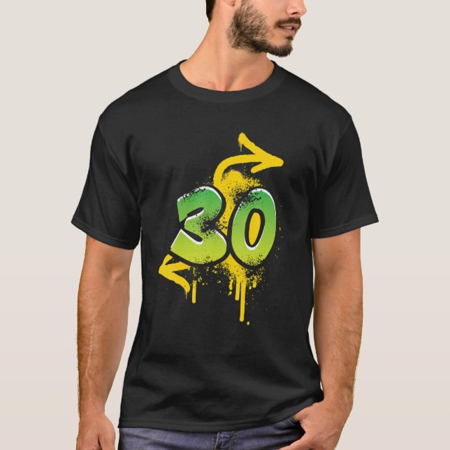 Camiseta aniversário de 30 anos homens mulheres legal spray (Frente)