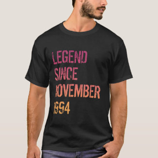 Camiseta aniversário de 30 anos Men Legend Nascer novembro 