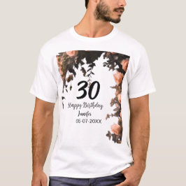 Camiseta Aniversário de 30 anos moderna de flor da rosa ros