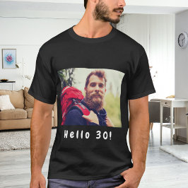 Camiseta aniversário de 30 anos preto foto saudação 30 home