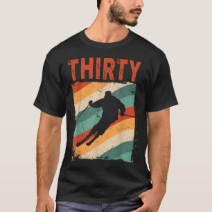 Camiseta aniversário de 30 anos Retro Ski Skiing Homens De