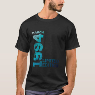 Camiseta aniversário de 30 anos Vintage 1994 Março 30 Anos