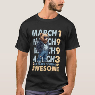 Camiseta Aniversário de 33 anos Urso Legal Março 1993 Vinta
