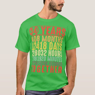 Camiseta Aniversário de 34 anos dá presentes para seu Casal