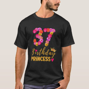 Camiseta Aniversário de 37 anos Princesa Flor Seu 37º B