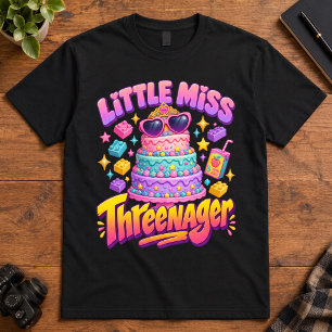 Camiseta Aniversário de 3 anos Arte para Toddler Little Mis