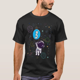 Camiseta aniversário de 3 anos Astronauta de 3 Anos
