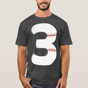 Camiseta aniversário de 3 anos Baseball Grande Número Três 