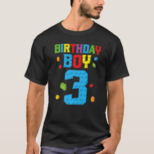 Camiseta Aniversário de 3 anos-Boy Master Builder 3 anos de