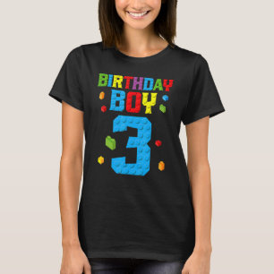 Camiseta Aniversário de 3 anos-Boy Master Builder 3 anos de