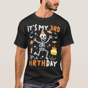 Camiseta aniversário de 3 anos crianças esqueleto engraçado