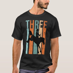 Camiseta Aniversário de 3 anos Crianças Rodeio Retro Amante