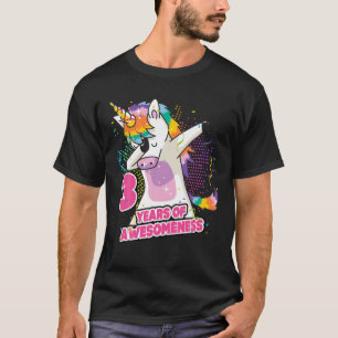Camiseta aniversário de 3 anos, Dabbing Unicorn, 3 Anos De 