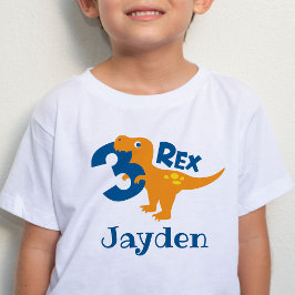 Camiseta aniversário de 3 anos de 3 Rex Dinossauro