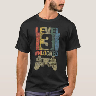 Camiseta Aniversário de 3 anos de Jogador de Vídeo Desbloqu