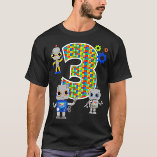 Camiseta Aniversário de 3 anos de Robótica Festa 3 anos de 