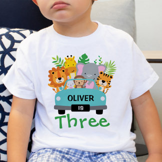 Camiseta Aniversário de 3 anos de Selva Selvagem Selvagem S