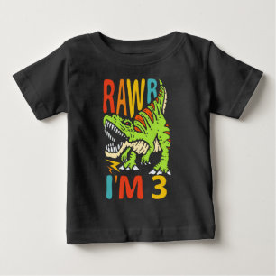 Camiseta Aniversário de 3 anos Dinosaur T Rex Rawr Eu tenho