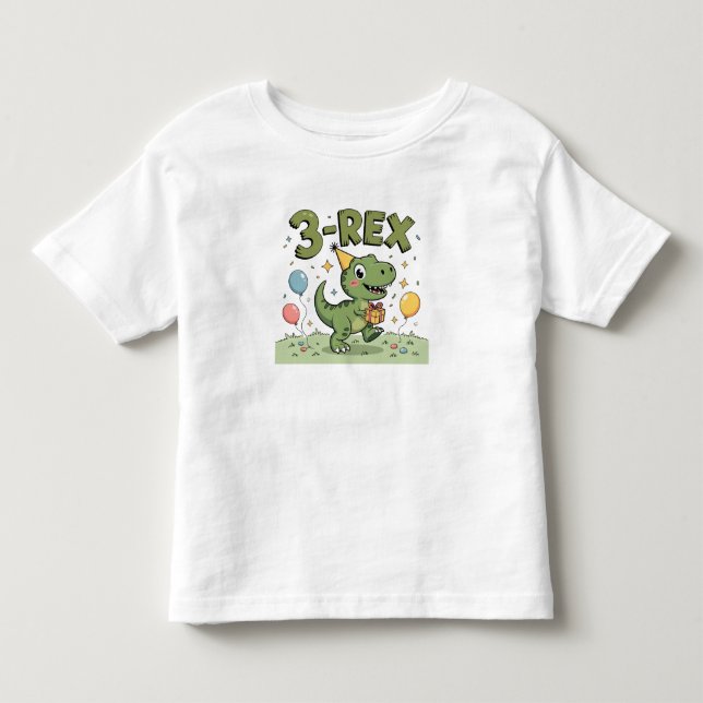Camiseta aniversário de 3 anos Dinossauro 3-Rex - Camiseta- (Frente)
