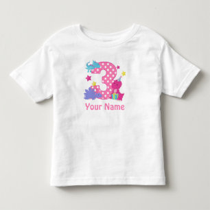 Camiseta aniversário de 3 anos Dinossauro Personalizado Par