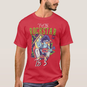 Camiseta aniversário de 3 anos do Aniversário Guitarra Rock