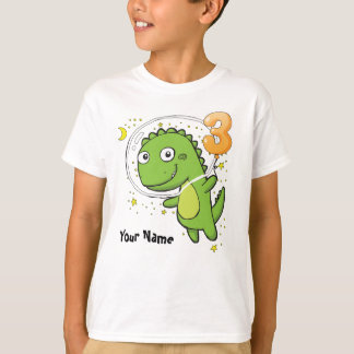 Camiseta Aniversário de 3 anos do astronauta do dinossauro