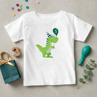 Camiseta Aniversário de 3 anos do Dinosaur Three Rex
