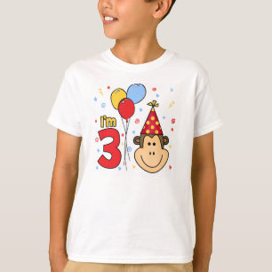 Camiseta aniversário de 3 anos do Macaco Face