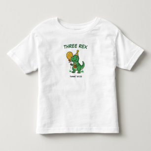 Camiseta Aniversário de 3 anos do Três Rex Dinossauro Perso