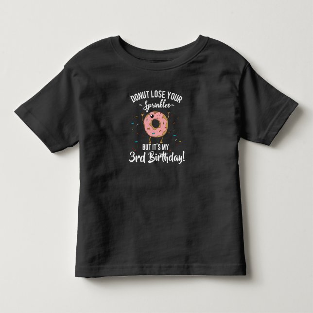 Camiseta Aniversário de 3 anos Donut Engraçado Festa de 3º  (Frente)
