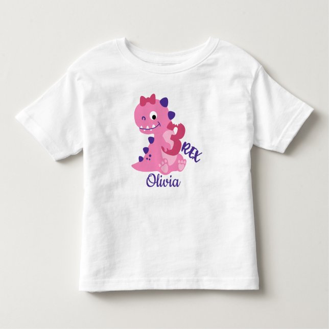 Camiseta Aniversário de 3 anos dos dinossauros bonitos (Frente)