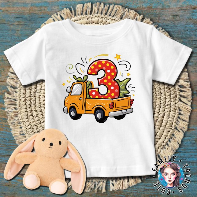 Camiseta aniversário de 3 anos Dump Truck (Criador carregado)