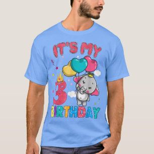 Camiseta aniversário de 3 anos Elefantes De 3 Anos Meninas 
