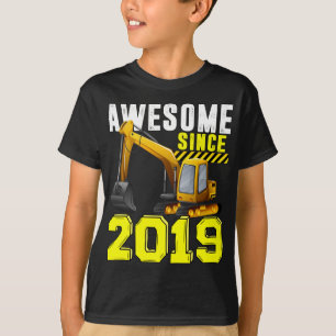 Camiseta aniversário de 3 anos Excavator Boys Incríveis Des