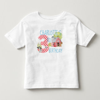 Camiseta aniversário de 3 anos Fazenda Barnyard Animal Bird