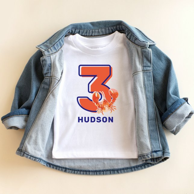 Camiseta aniversário de 3 anos Lagosta Convidado de Honra (Criador carregado)