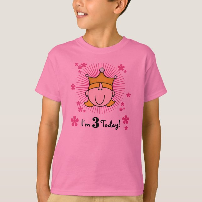 Camiseta Aniversário de 3 anos louro da princesa (Frente)