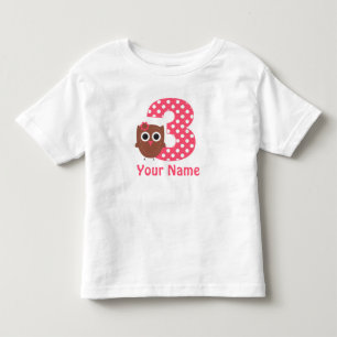Camiseta aniversário de 3 anos Moça Coruja Personalizada Ca